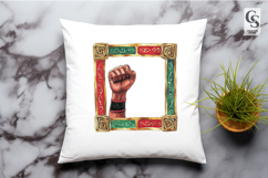 Raised Fist Floral Frame Border Clipart Sublimation PNG Product Image 3