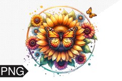 Butterfly and Sunflower Sublimation - Clipart PNG Design Product Image 1