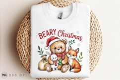 Beary Christmas Illustration With Animals Sublimation PNG Product Image 3