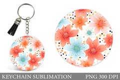 Flowers Keychain Sublimation. Daisy Flowers Keychain Design Product Image 1