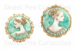 Cameo, Brooch, Victorian, Ephemera, PNG, Flower, Clipart Product Image 2