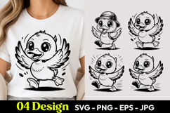 Happy Chick Cartoon SVG PNG Product Image 1