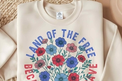 Floral America Land of The Free PNG Boho Floral 4th Of July Product Image 2