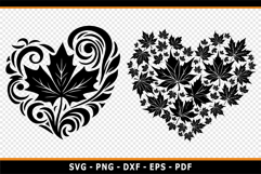 Heart Maple Leaf SVG, Autumn SVG, Fall Leaf SVG Cut Files Product Image 2