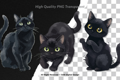 15 Bundle Watercolor Black Cats Lovers Kitten Fluffy Pet Product Image 2