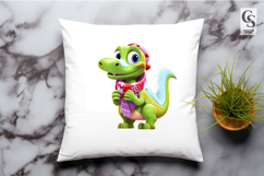 Cute Dinosaur Wearing Scarf Clipart Sublimation PNG Product Image 2