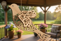 3D Hanging Dove Ornament Laser Cut | Glowforge | SVG Product Image 1