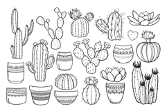 Cactus SVG PNG Bundle, Succulent Pot Line art Product Image 2