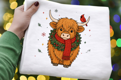 Highland Cow Christmas PNG Clipart, Cute Christmas Cow Product Image 4