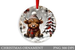 Cute Cow Christmas Ornament. Christmas Ornament Sublimation Product Image 1