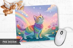 Vibrant Rainbow Cat Design Mouse Pad PNG Design Product Image 1