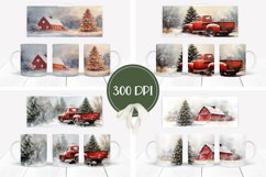 Christmas Red Truck Mug Design, Winter Barn Mug Template Product Image 2