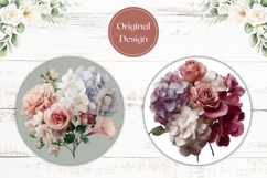 Pastel Flowers Car Coasters, Roses Round Coaster Template Product Image 2