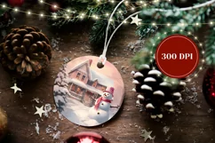 Watercolor Christmas Ornament, Snowman Ornament Design Product Image 2