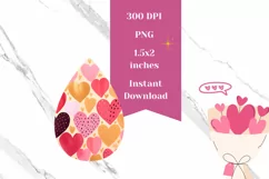 Cute Valentine Earrings PNG, Hearts Earrings Teardrop Product Image 2