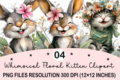 Whimsical Cats Valentine's Day Clipart, Valentine's Day PNG Product Image 1