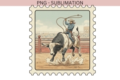 Vintage Rodeo PNG | Cowboy Bull Riding Clipart | Western Product Image 2