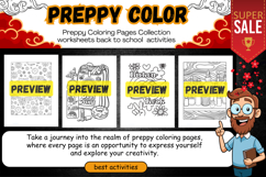 Preppy Coloring Pages Collection worksheet activities Product Image 2