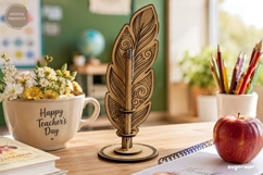 Feather Pen Stand Laser Cut Bundle | Glowforge | SVG Product Image 2