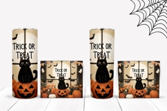 Trick Or Treat Halloween Tumbler, Cartoon Black Cat Tumbler Product Image 2