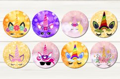 Unicorn Face | Round earring Sublimation design bundle, PNG Product Image 2