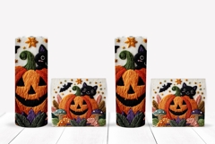Knitted Halloween Tumbler PNG, Halloween Black Cat Tumbler Product Image 2