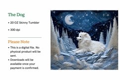 White Fluffy Dog Skinny Tumbler Wrap Sublimation PNG Product Image 2
