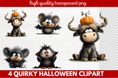 Quirky Halloween Clipart | Cute Spooky Character PNG Illustr Product Image 1