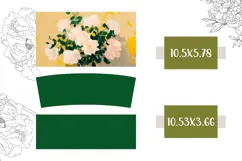 Pink Peony Tumbler Design, Green 40 Oz Tumbler Wrap Product Image 2