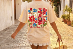 America Patriotic flowers PNG T-Shirt|4th of July PNG Sublim Product Image 3