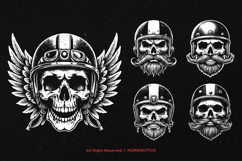 10 Bundle Dark Art Skull Head Biker Riding Motorcycle Product Image 3