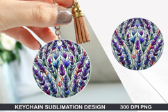 Flower Keychain Sublimation - Spring Keychain PNG Design Product Image 1