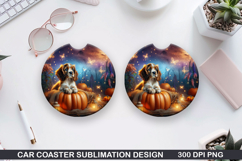 Halloween Dog Car Coaster Sublimation| Halloween Coaster PNG Product Image 1