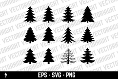 A black and white vector set of pine tree icons. Product Image 2