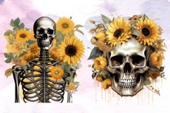 Halloween Sunflower Skulls Clipart Bundle, Halloween Clipart Product Image 3