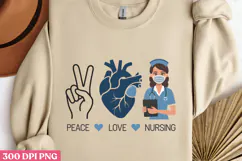 Peace Love Nursing PNG, Nurse Sublimation PNG Product Image 2