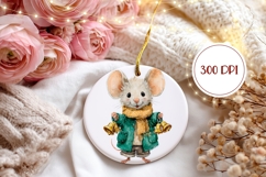 Cartoon Christmas Mouse Ornament PNG, Christmas Ornament Product Image 2