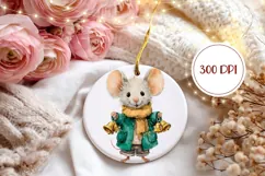 Cartoon Christmas Mouse Ornament PNG, Christmas Ornament Product Image 2