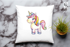 Cute Rainbow Unicorn Clipart Sublimation PNG Product Image 2