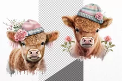 Calf clipart, Farm animals clipart, Watercolor Product Image 2