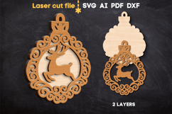Christmas Ornament Deer SVG laser cut file for Glowforge Product Image 2