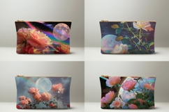 Pink Roses Cosmetic Bag, Floral Cosmetic Bag Print Product Image 2