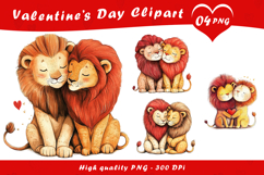 Cute Lion Couple Love Clipart PNG Product Image 1