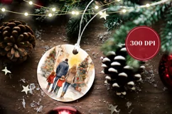 Christmas Family Ornament, Watercolor Christmas Product Tag Product Image 2