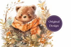 Watercolor Winter Tumbler Design, Winter Teddy Bear Tumbler Product Image 2