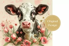 Cute Cow Tumbler Design, Tulips Tumbler Sublimation Design Product Image 2