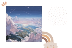 Clouds Pillow Case Design, Cosmic Sky Pillow Sublimation Product Image 2