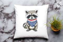 Cute Patriotic Raccoon Watercolor Clipart PNG Product Image 2