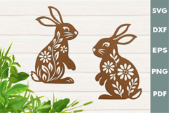 Spring Bunny SVG Design|Easter Laser cut, Cricut, Silhouette Product Image 1