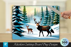 Woodland Animals Winter Themed Cutting Board PNG Product Image 1